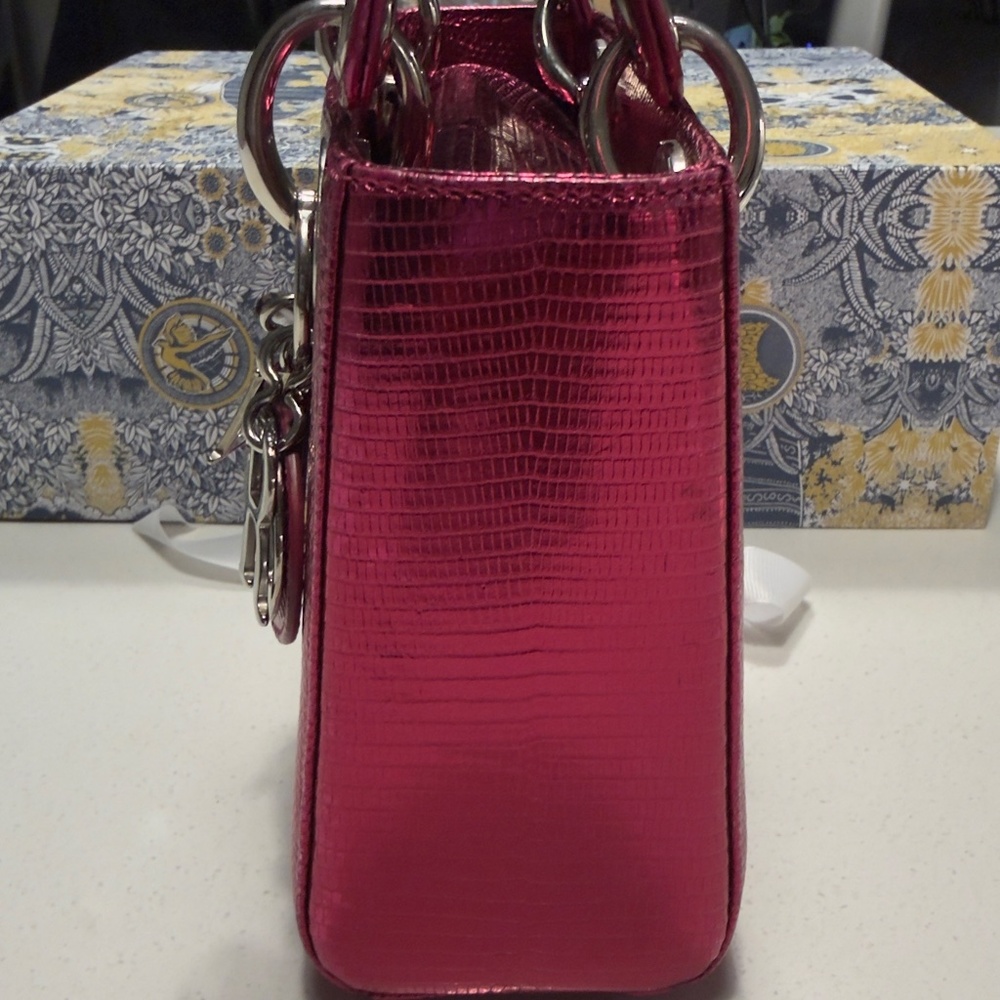 Mini Lady Dior Python Skin -Pink - image 6